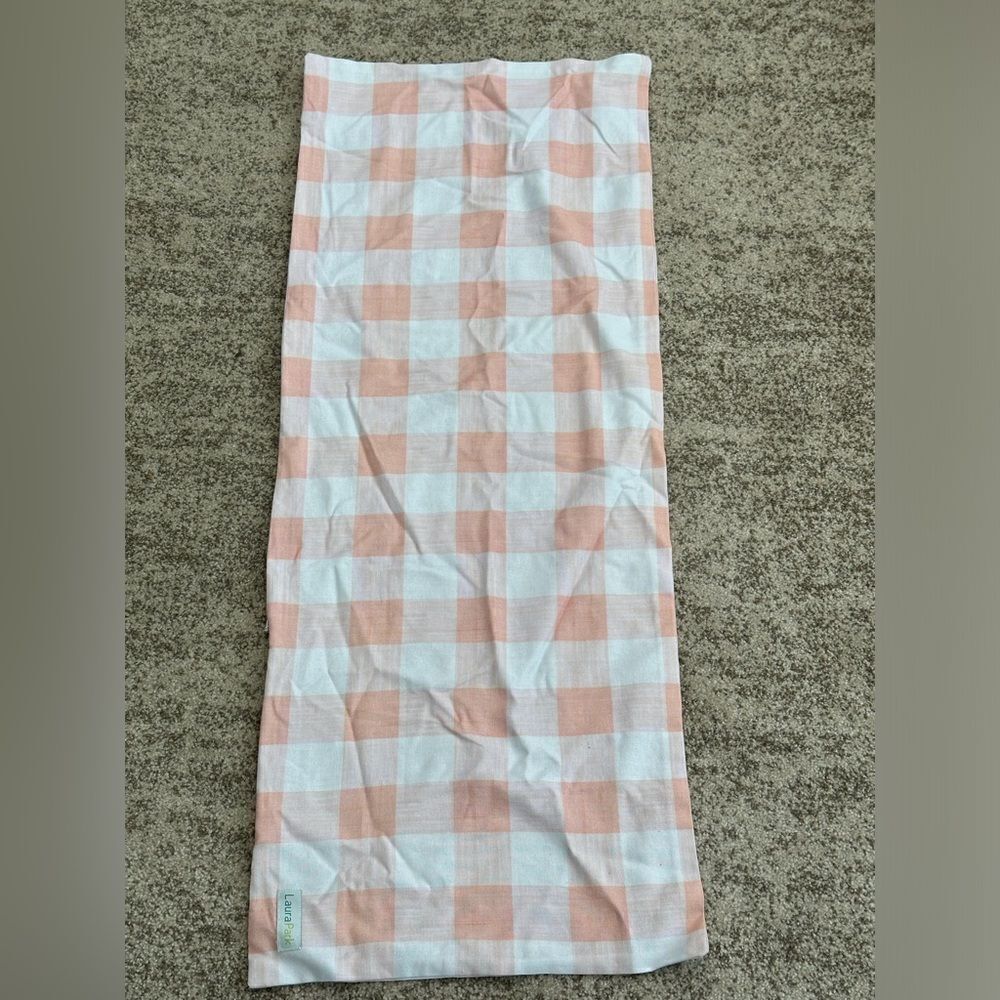 Laura Park Pink & White Checkered Lumbar Pillow Cover 14”x36”